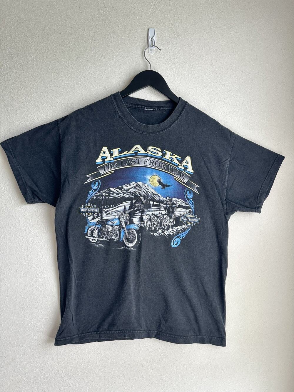 VTG Harley Davidson Men's T-Shirt Medium Alsaska The Last Frontier Anchorage